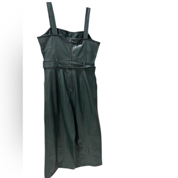 Anthropologie Samira Green Faux Leather Jumpsuit Womens 8P - Picture 4 of 7